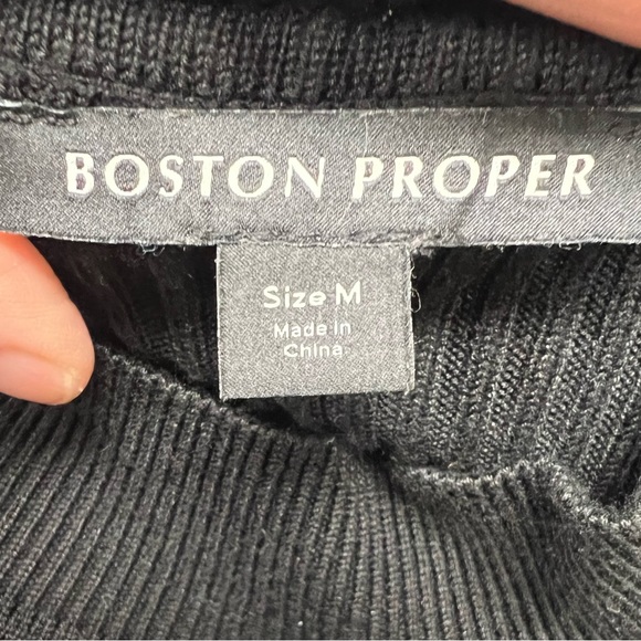 Size medium Boston Proper long sleeve black ribbed sweater with key hole. - Picture 8 of 8